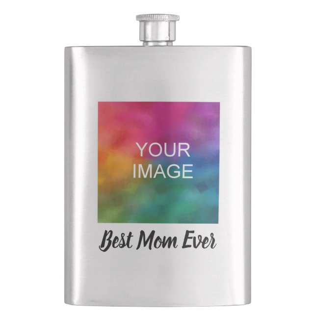 Custom Typography Best Mum Ever Cute Template Hip Flask (Front)