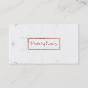 custom typography faux rose gold white marble business card
