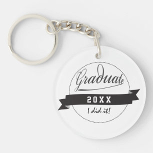 Custom Typography Graduate Seal Key Ring