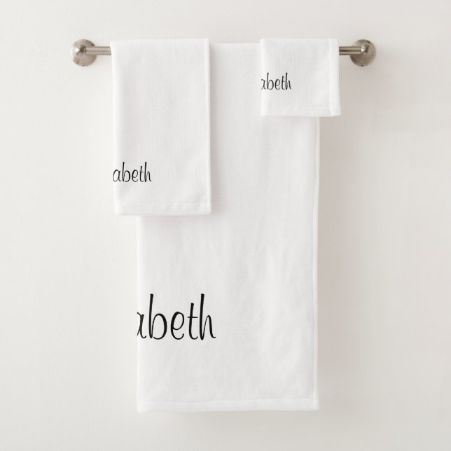 Custom Typography Names Black White Template Bath Towel Set (Insitu)