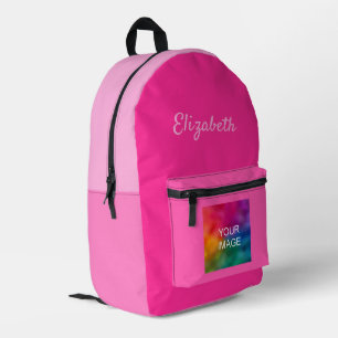 Custom Typography Script Name Pink Colour Tones Printed Backpack