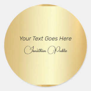 Custom Typography Script Template Faux Gold Classic Round Sticker