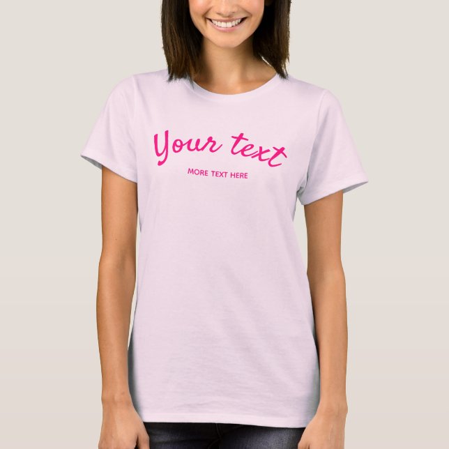 Custom Typography Script Womens Modern Pale Pink T-Shirt (Front)