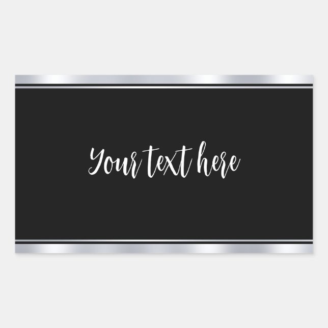 Custom Typography Text Blank Template Faux Silver Rectangular Sticker (Front)