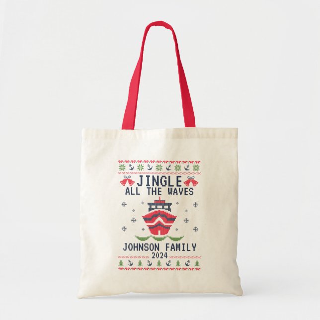 Custom Ugly Christmas Cruise Family Matching Group Tote Bag (Front)
