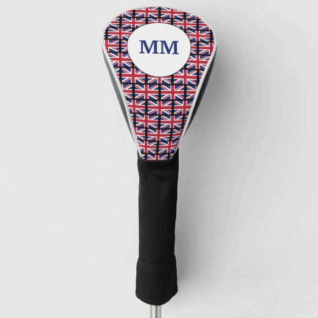 Custom UK UNION JACK Monogram DRIVER Golf Head Cov Cover (Front)