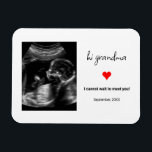 Custom Ultrasound Photo Gift For Grandma, Grandpa Magnet<br><div class="desc">Let the grandma or grandpa to be have a keepsake of your soon to be born child. Simply upload your baby sonogram photo and customise your text. They will love to have this even long after the birth of the baby!</div>