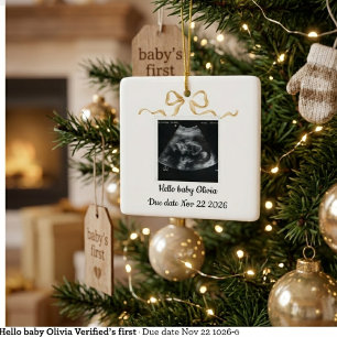 Custom Ultrasound sonogram Baby Announcement Ceramic Ornament