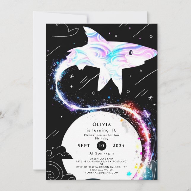 Custom Underwater Deepsea Shark Birthday Invitation (Front)