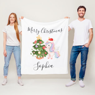 Custom unicorn Christmas Blanket for Girls 
