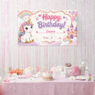Custom Unicorn Happy Birthday Banner