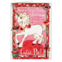 Custom Unicorn Paper Doll Christmas Card