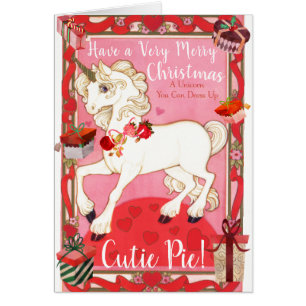 Custom Unicorn Paper Doll Christmas Card