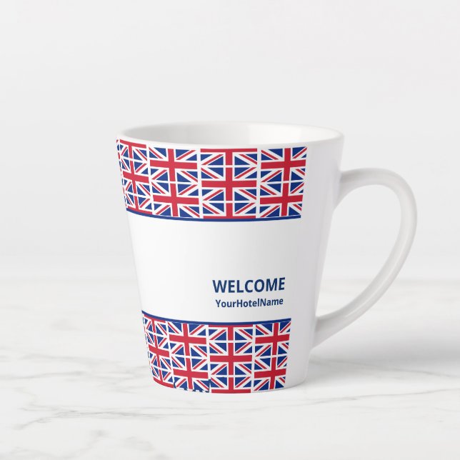 Custom Union Jack Hotel Latte Mug (Right)