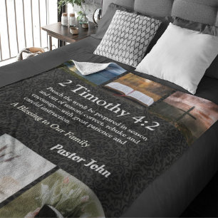 Custom Unique Christmas Gifts for Pastors Grey Sherpa Blanket