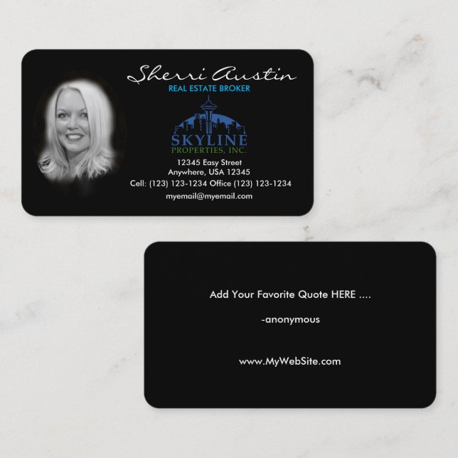 Custom, Unique, Elegant,  Photo Real Estate Card ! (Front/Back)