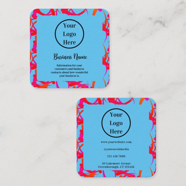 Custom Unique Modern Abstract Square Business Card (Front/Back)