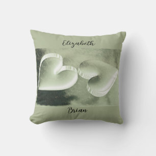 Custom unique modern elegant two silver hearts cushion
