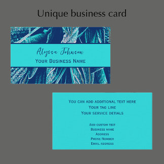 Custom Unique Modern Turquoise Nature Photo Business Card