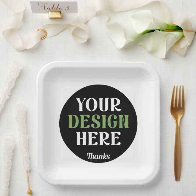 custom, unique, sleek & minimalist hershey®'s kiss paper plate (Wedding)