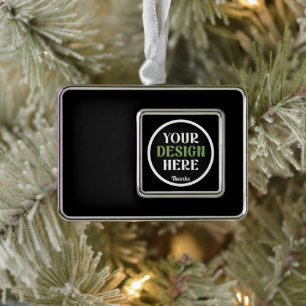 custom, unique, sleek & minimalist silver plated framed ornament