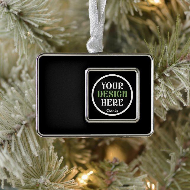 custom, unique, sleek & minimalist silver plated framed ornament (Tree)
