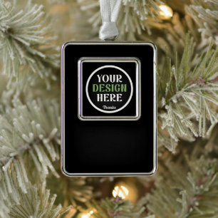 custom, unique, sleek & minimalist silver plated framed ornament