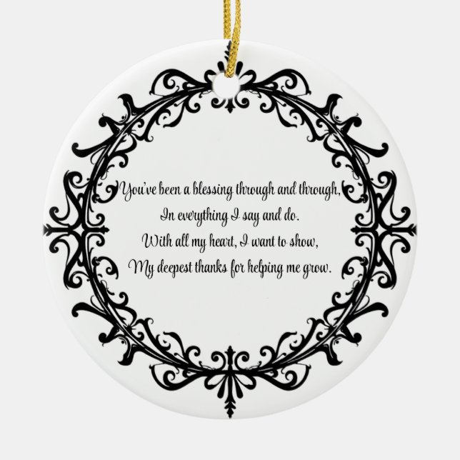 Custom Unisex Flourish Mentor Thank You Ceramic Tree Decoration (Front)