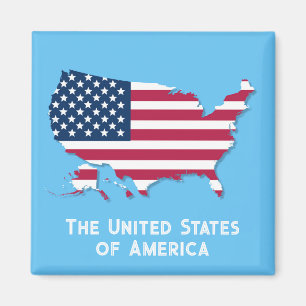 Custom United States Map and Flag Red White Blue Magnet