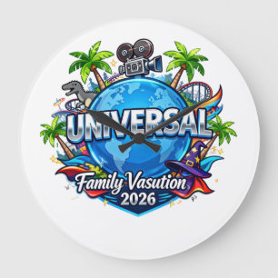 Custom Universal Florida Family Vacation 2026 Shir Large Clock