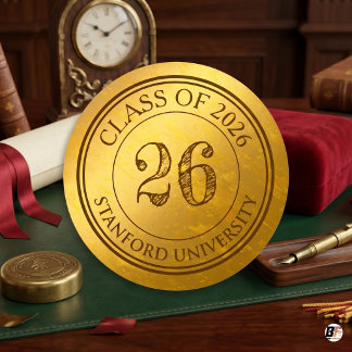 Custom University Class of 2026 Gold Graduation  Classic Round Sticker