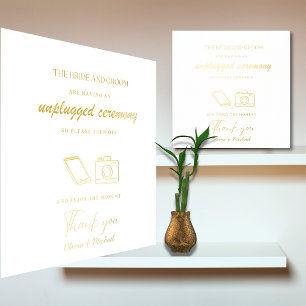 Custom Unplugged Ceremony Wedding Sign Real Foil