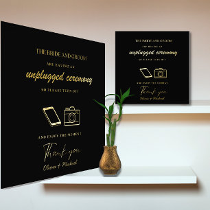 Custom Unplugged Ceremony Wedding Sign Real Foil