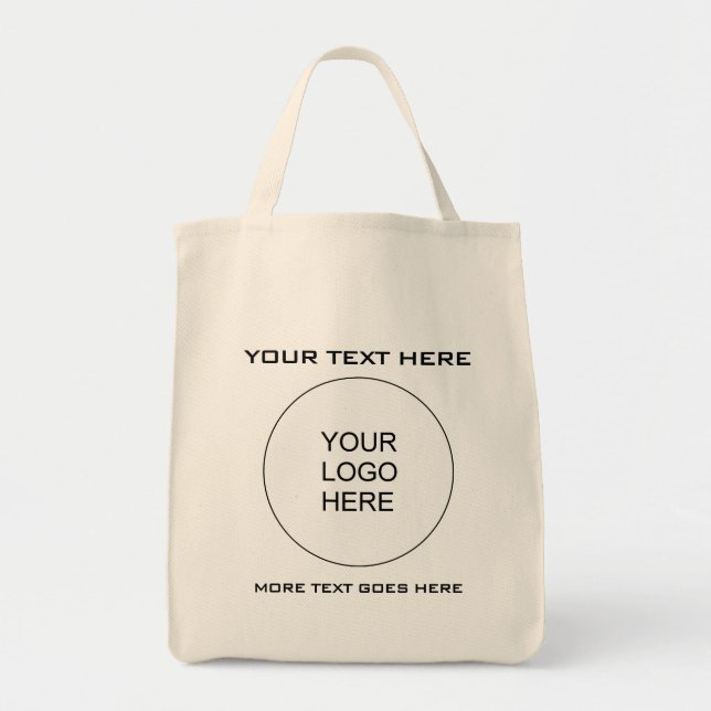 Custom Upload Business Company Logo Text Grocery Tote Bag (Front)