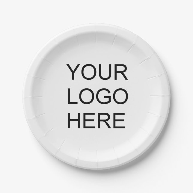 Custom Upload Business Company Logo Text Template Paper Plate (Front)