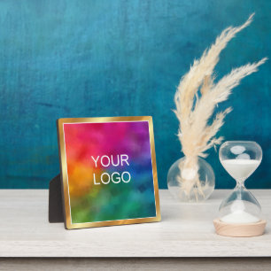 Custom Upload Business Logo Glamour Gold Easel Plaque
