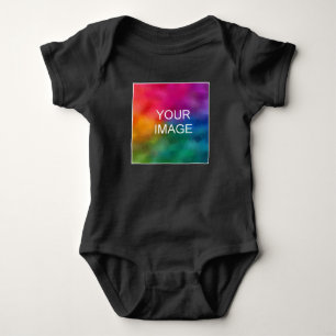 Custom Upload Picture Add Text Jersey Black Unisex Baby Bodysuit