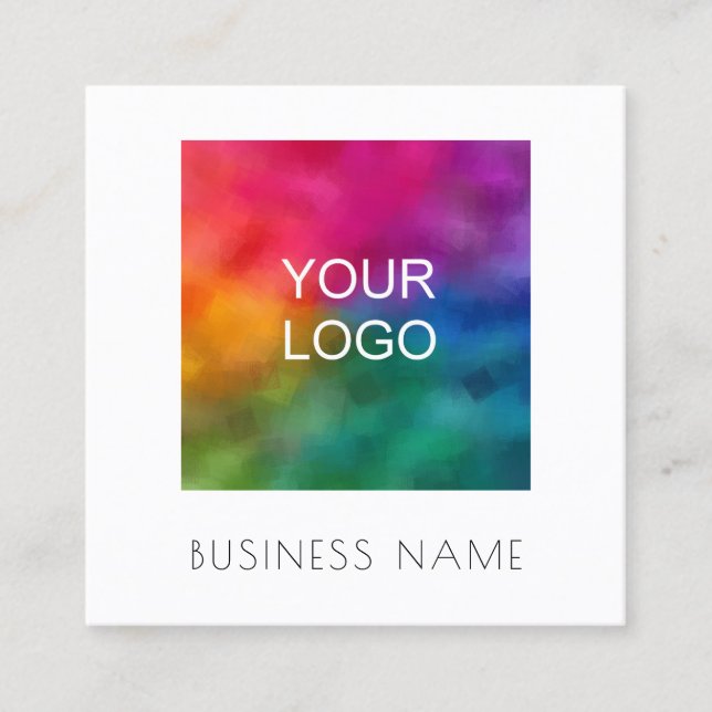 Custom Upload Your Business Company Logo Elegant Square Business Card (Front)