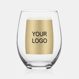 Custom Upload Your Business Logo Here Template Stemless Wine Glass