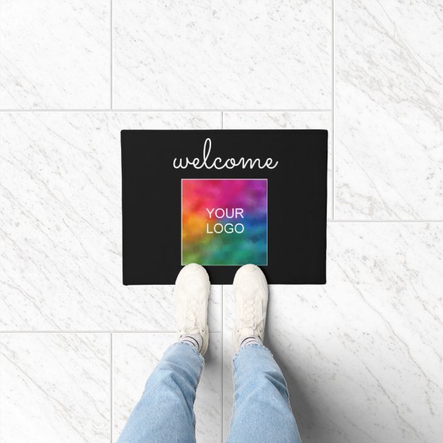 Custom Upload Your Business Logo Here Welcome Text Doormat (Indoor)