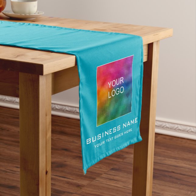 Custom Upload Your Business Logo Solid Colour Azur Long Table Runner (In Situ)