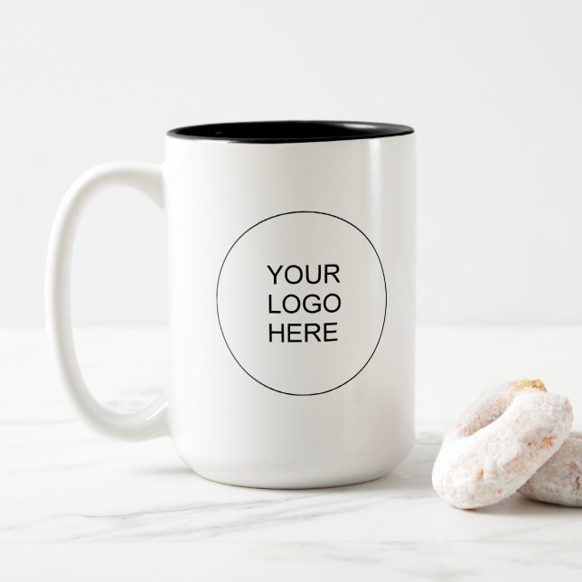 Custom Upload Your Company Logo Elegant Modern Two-Tone Coffee Mug (With Donut)