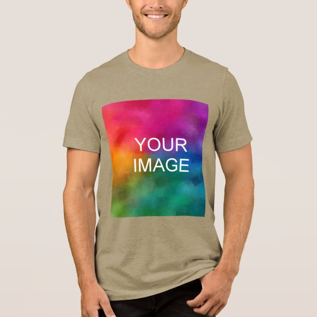 Custom Upload Your Own Photo Mens Olive Green Tri-Blend Shirt (Front)