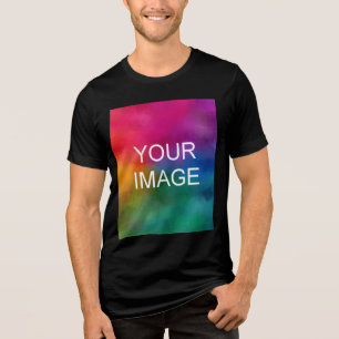 Custom Upload Your Own Photo Mens Trend Black Tri-Blend Shirt