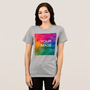 Custom Upload Your Own Photo Womens Athletic Grey Tri-Blend Shirt