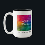 Custom Upload Your Photo or Logo Modern Minimalist Two-Tone Coffee Mug<br><div class="desc">Modern Minimalist Template Upload Add Your Own Image Photo Business Logo Text Name Trendy Classic 15 oz Two-Tone Coffee Mug.</div>