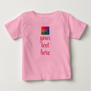 Custom Upload Your Picture Add Text Template Pink Baby T-Shirt