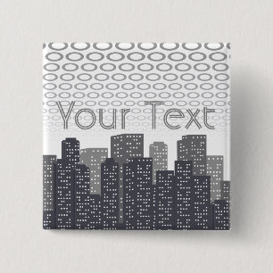 Custom Urban Cityscape Shades of Grey Custom Text 15 Cm Square Badge