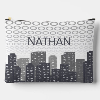 Custom Urban Cityscape Shades of Grey Personalised Accessory Pouch