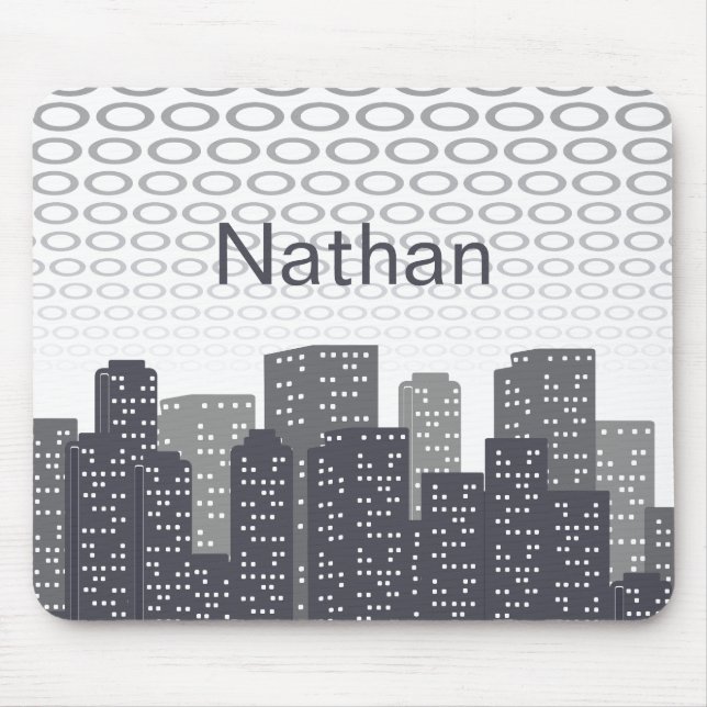 Custom Urban Cityscape Shades of Grey Personalised Mouse Mat (Front)